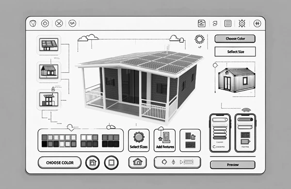 A design page of expandable container house.